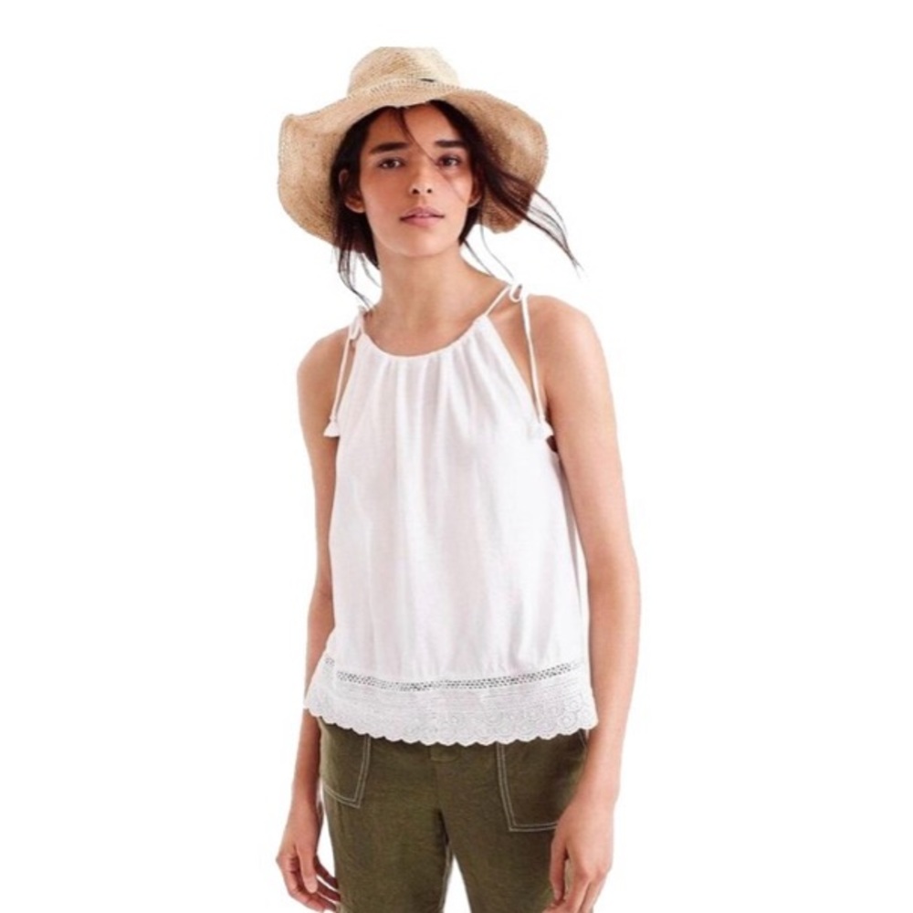 J. Crew Black Tie-Strap Eyelet Trim Tank Size: XXS